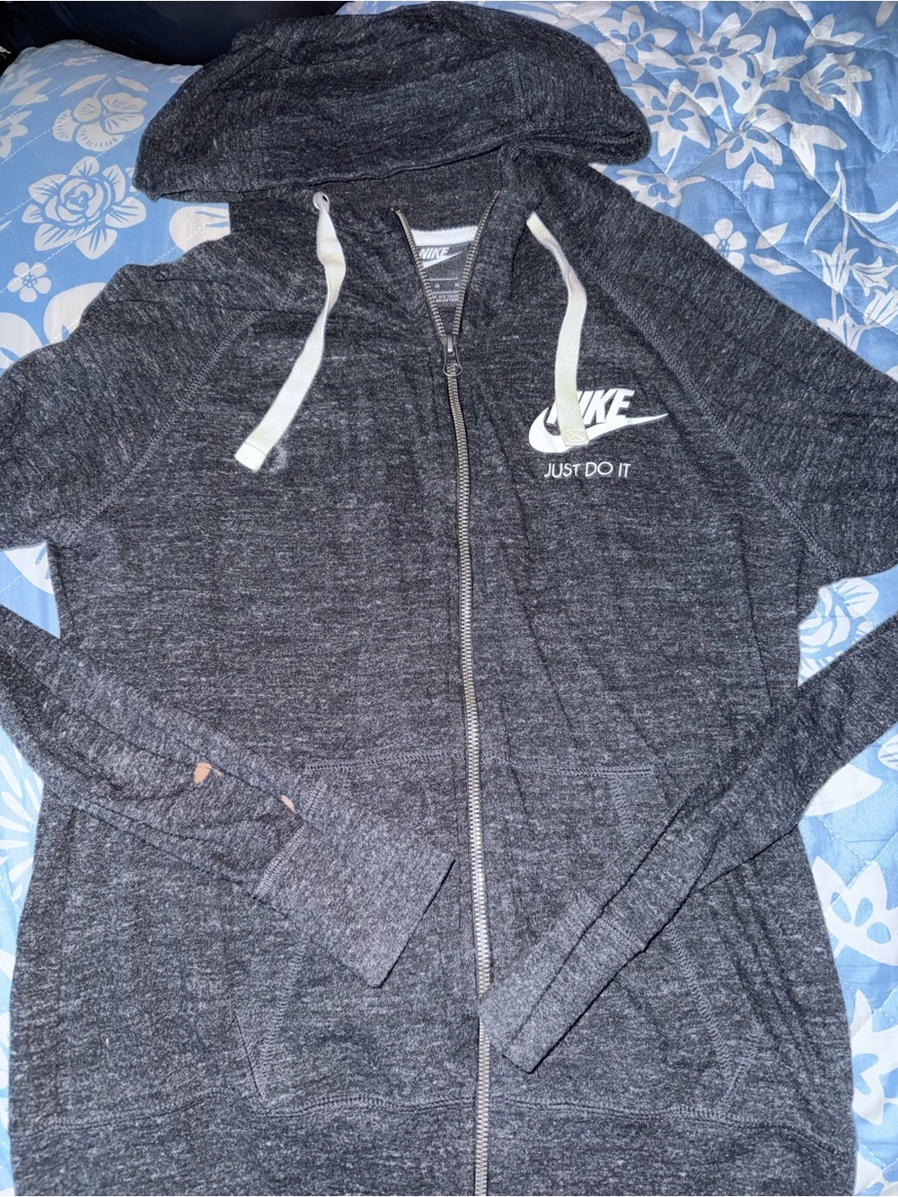 Nike Black and White Zip-Up Hoodie with Branded Logo